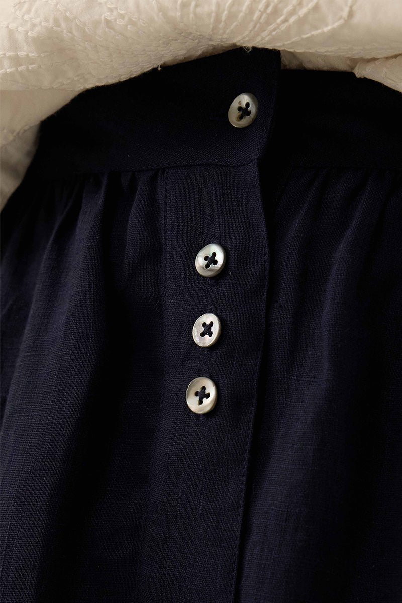Liza Midi Linen Navy Skirt