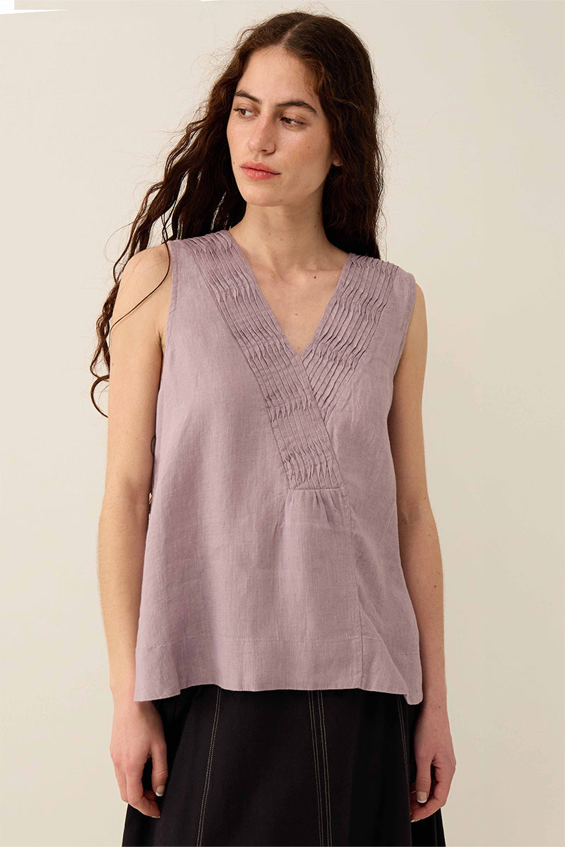 Liza Sleeveless Linen Top Lilac