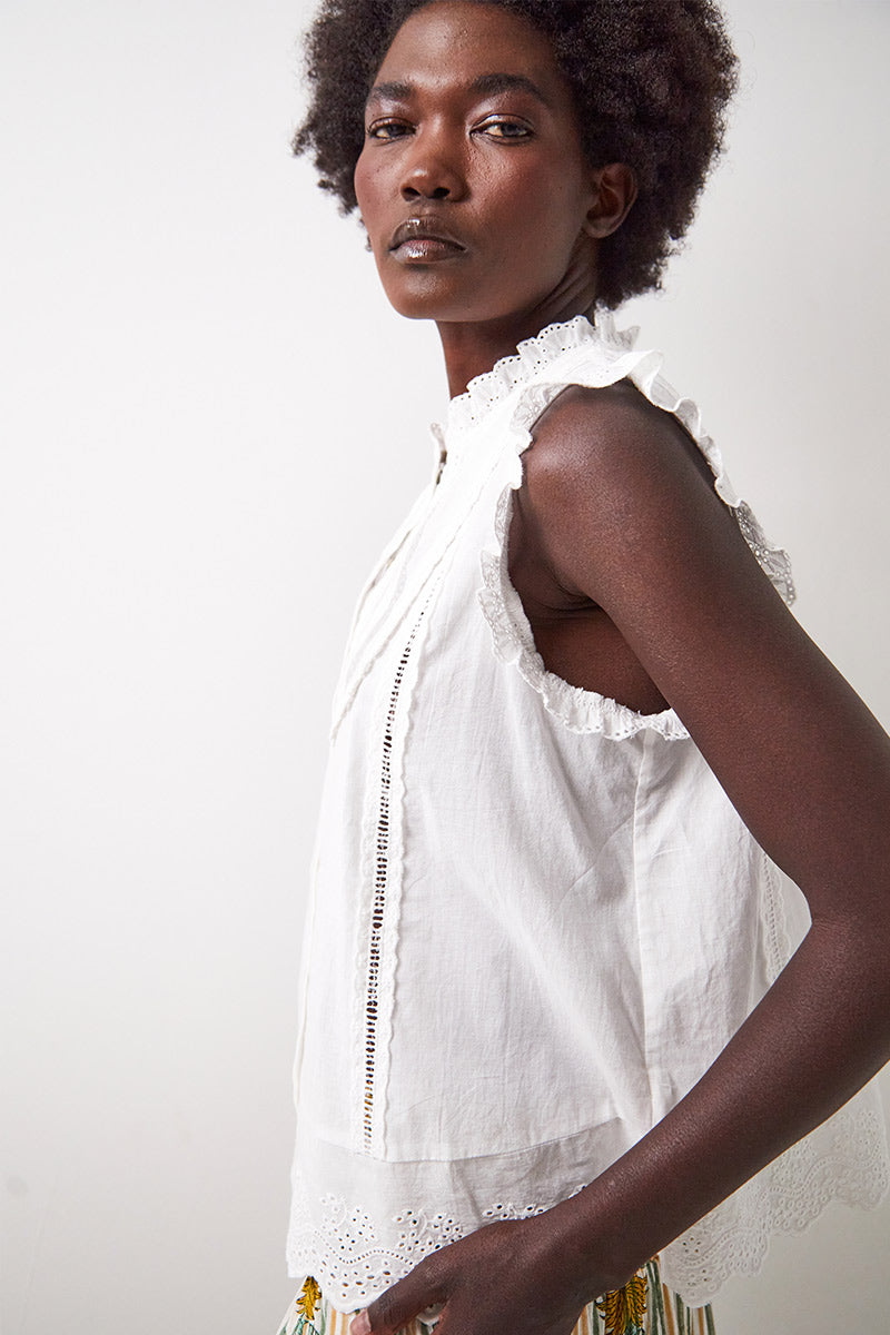 Loukia Broderie Cotton Top
