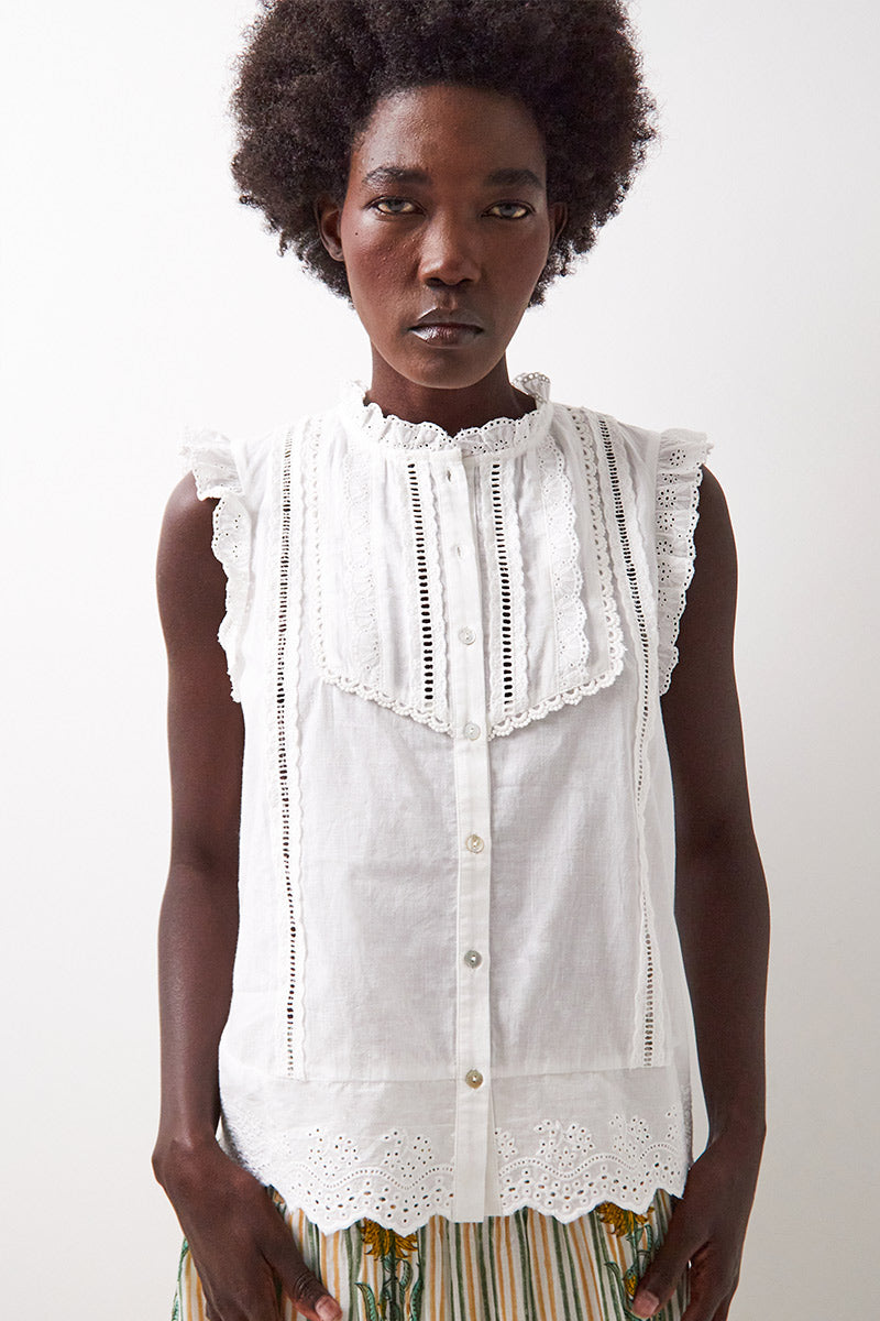 Loukia Broderie Cotton Top