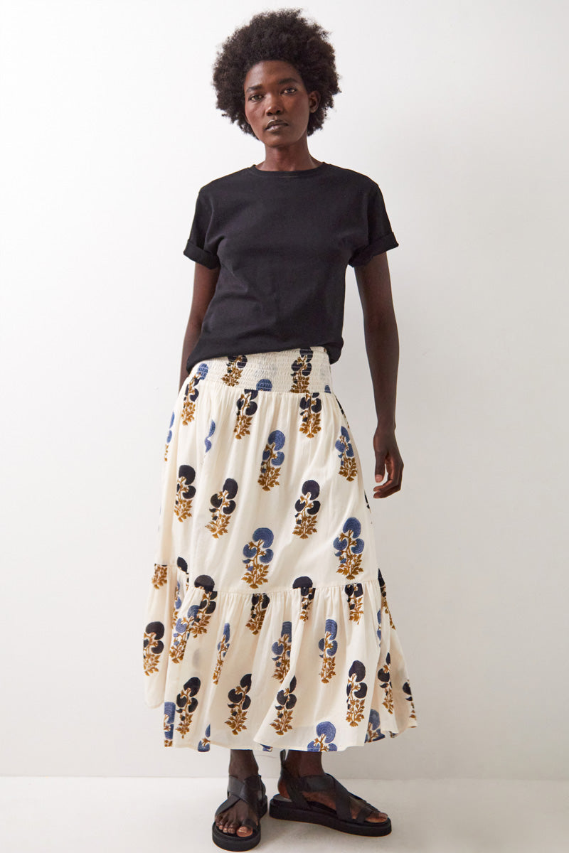 Lucy Tiered Cotton Midi Skirt