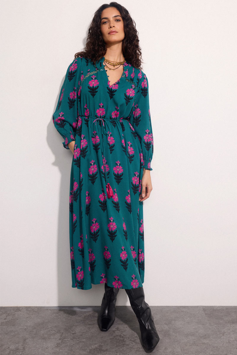 Luigina Floral Print Maxi Dress