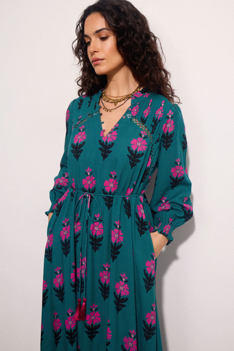 Luigina Floral Print Maxi Dress