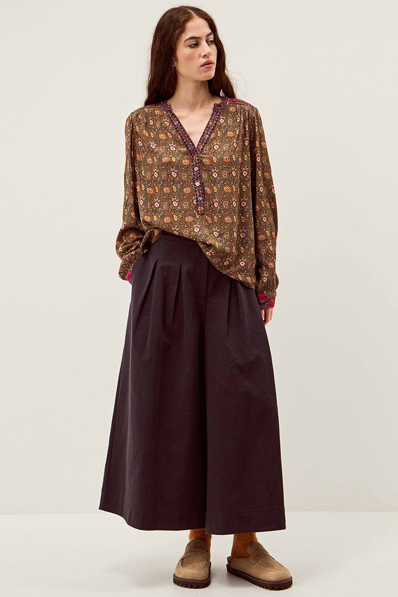 Lyza Floral Tonal Embroidered Top