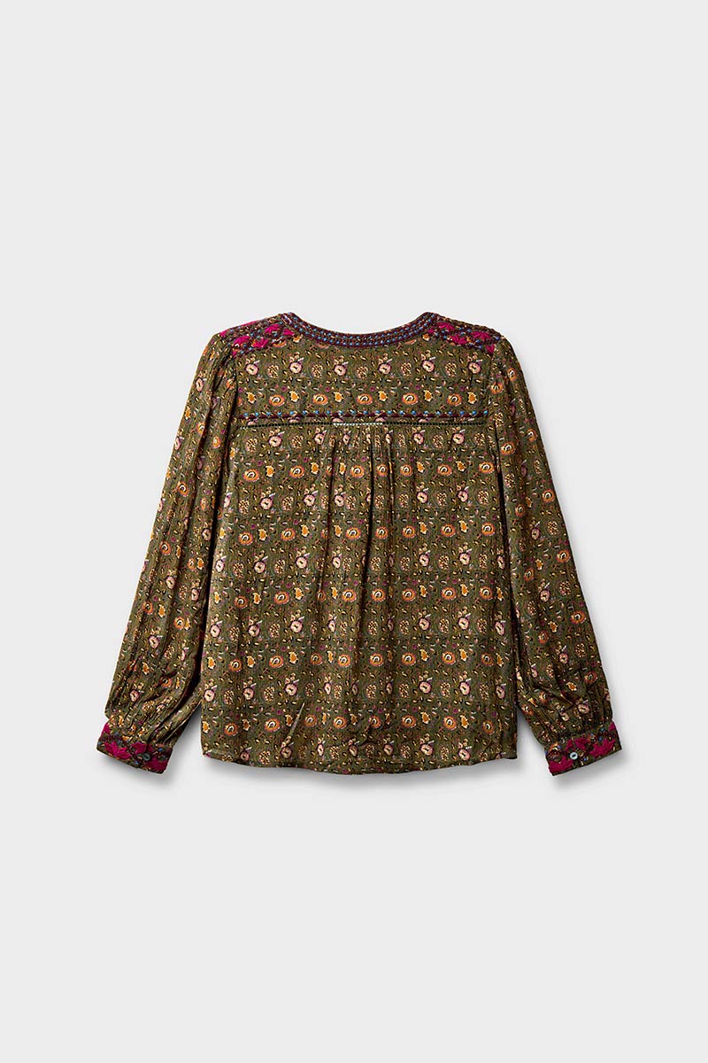 Lyza Floral Tonal Embroidered Top