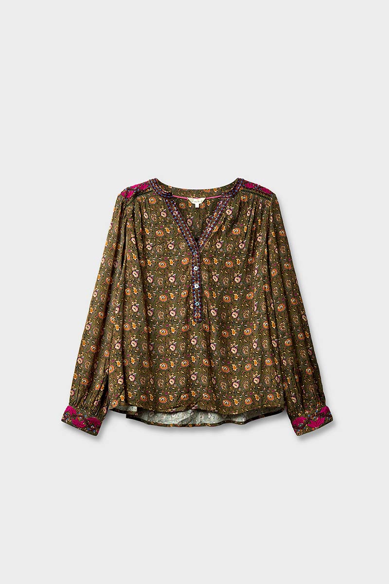 Lyza Floral Tonal Embroidered Top