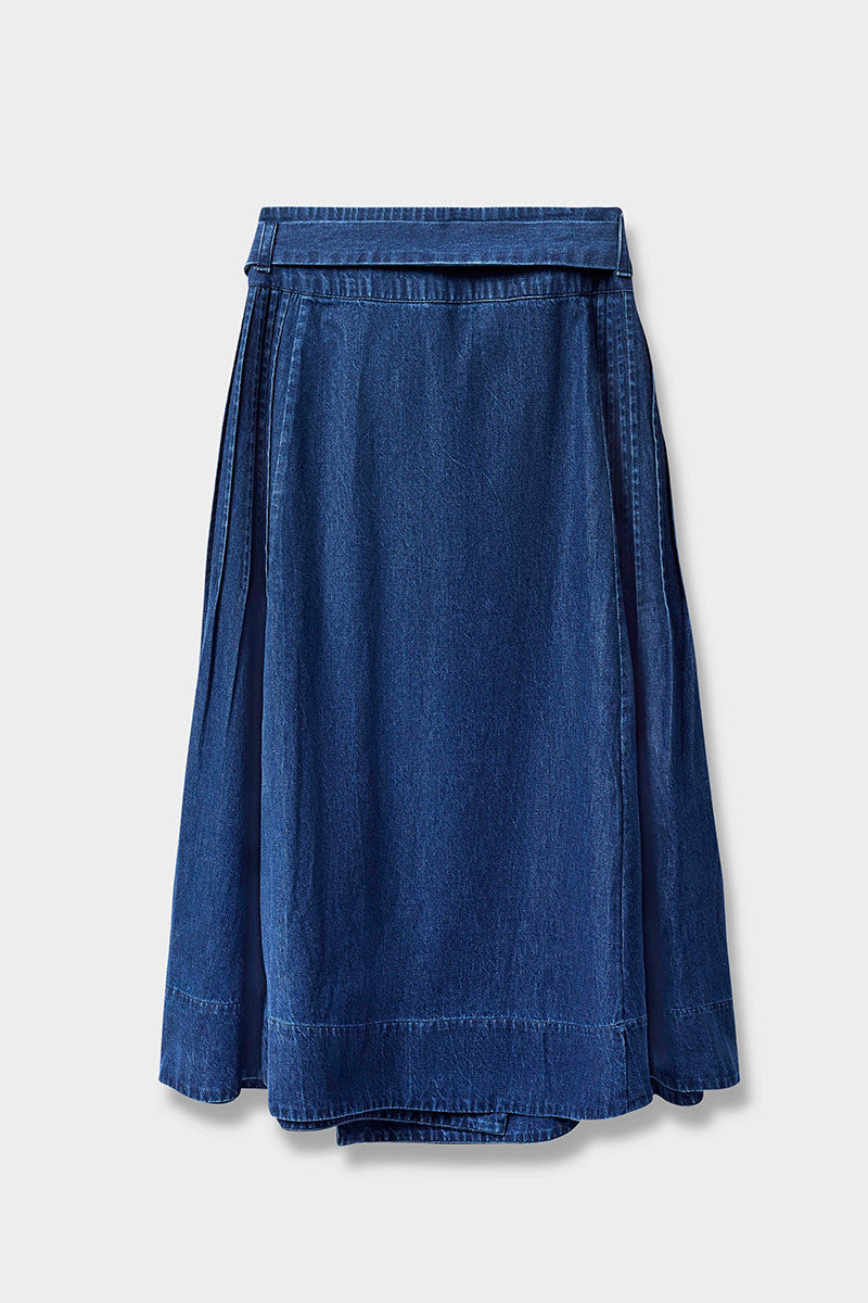 Marion Denim Wrap Embroidered Skirt