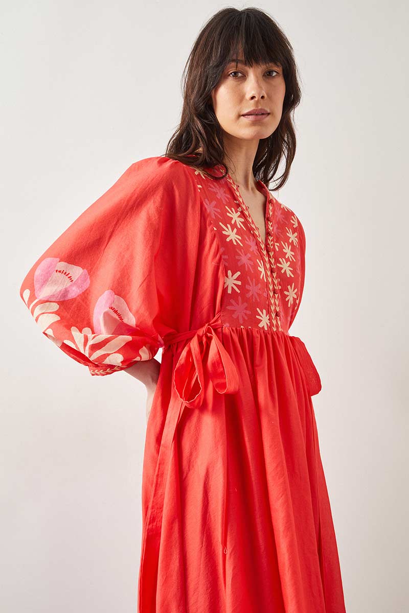 Melba Coral Cotton Dress
