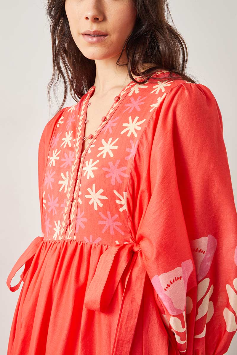 Melba Coral Cotton Dress