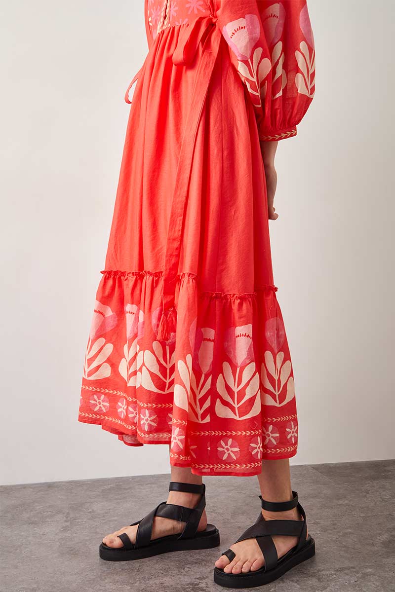 Melba Coral Cotton Dress