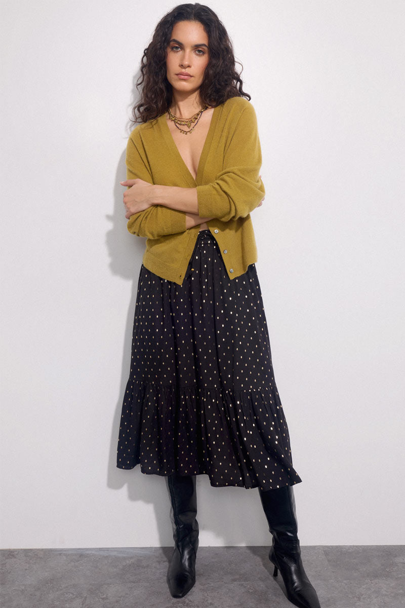 Meleri Silk & Cashmere Olive Cardigan