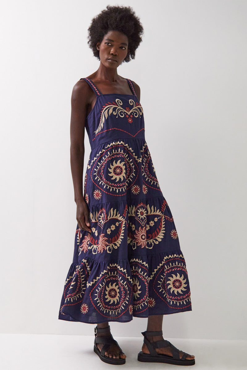 Myrine Embroidered Cotton Midi Dress