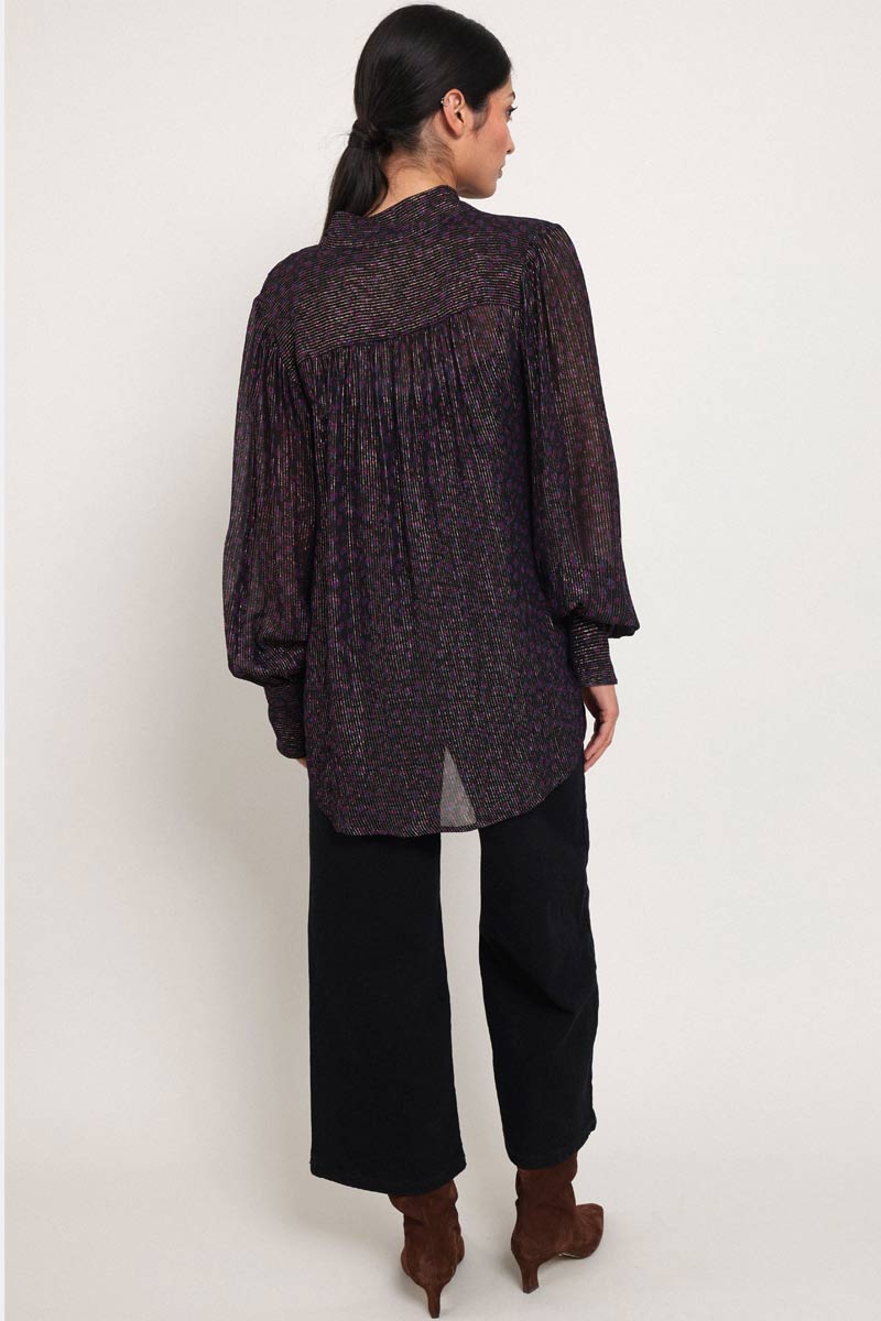 Nesta Metallic Pussybow Blouse