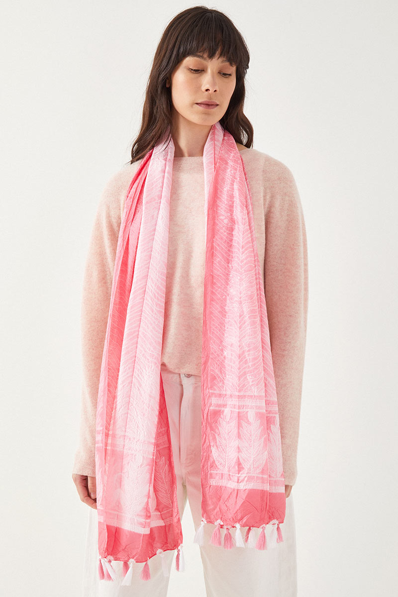 Neon Coral Silk Scarf Pink Silk Scarf