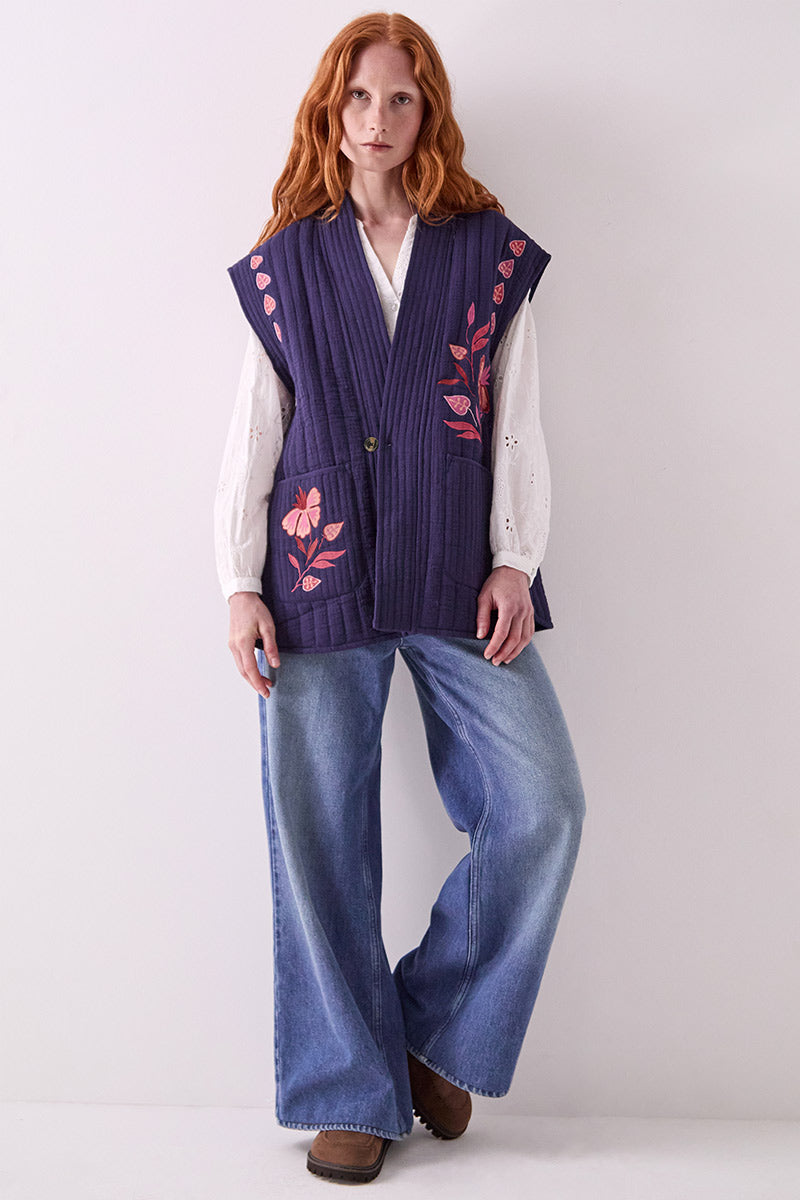 Rayna Embroidered Quilted Gilet