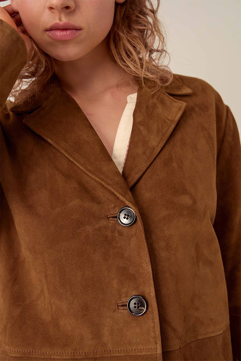 Reggie Chestnut Brown Suede Jacket