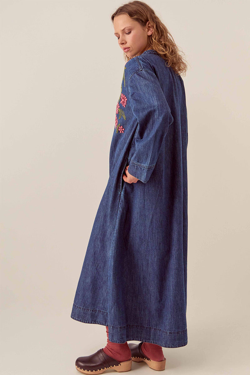Reyna Denim Embroidered Dress