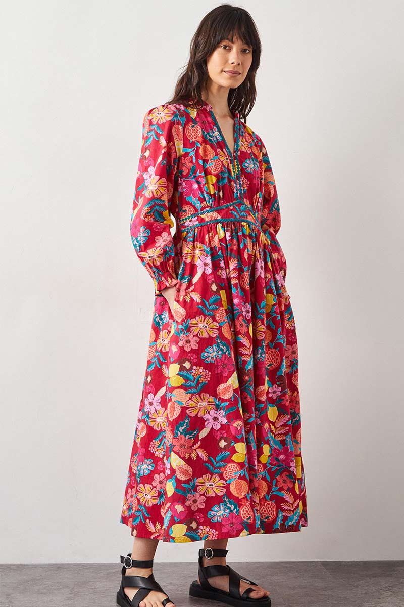 Romy Embroidered Red Dress