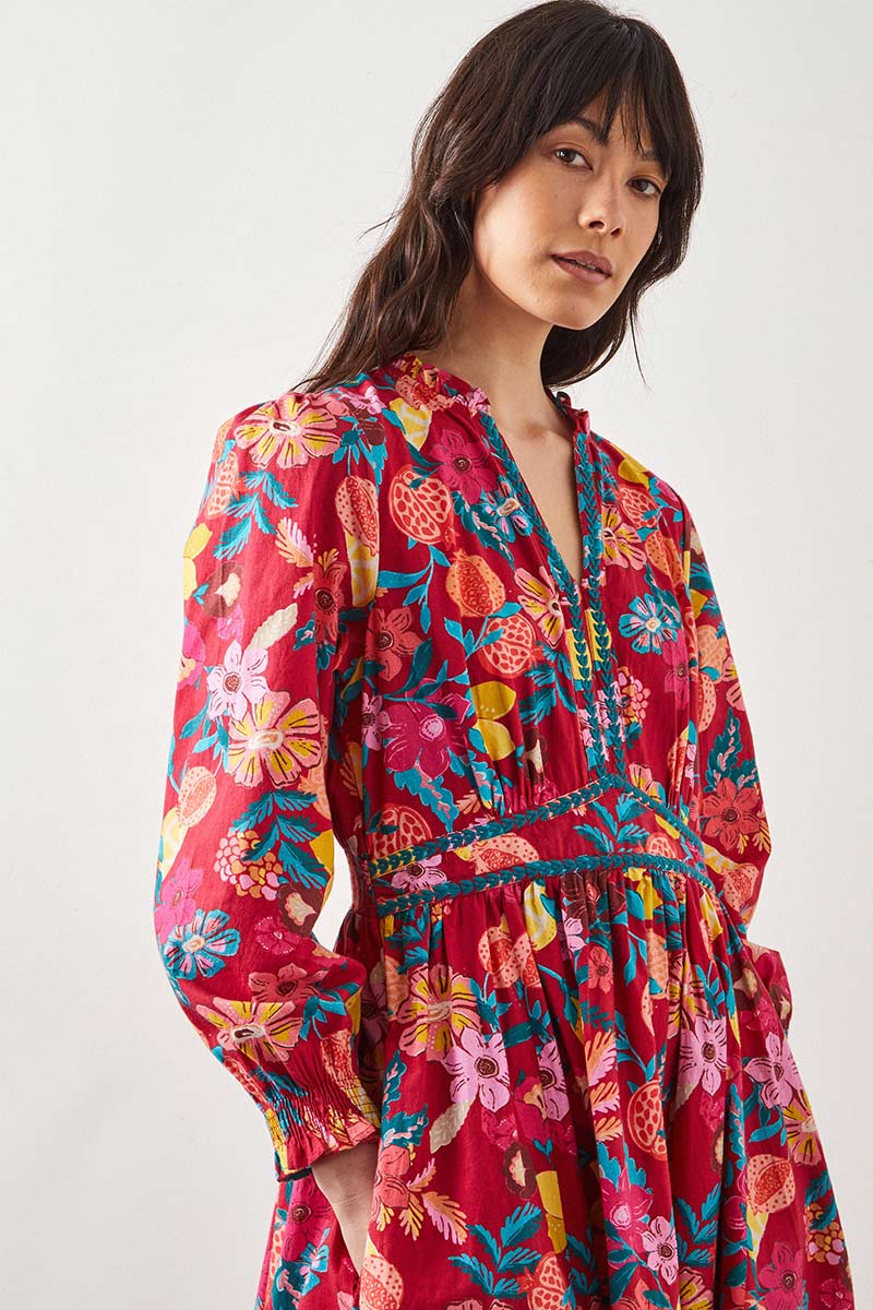 Romy Embroidered Red Dress