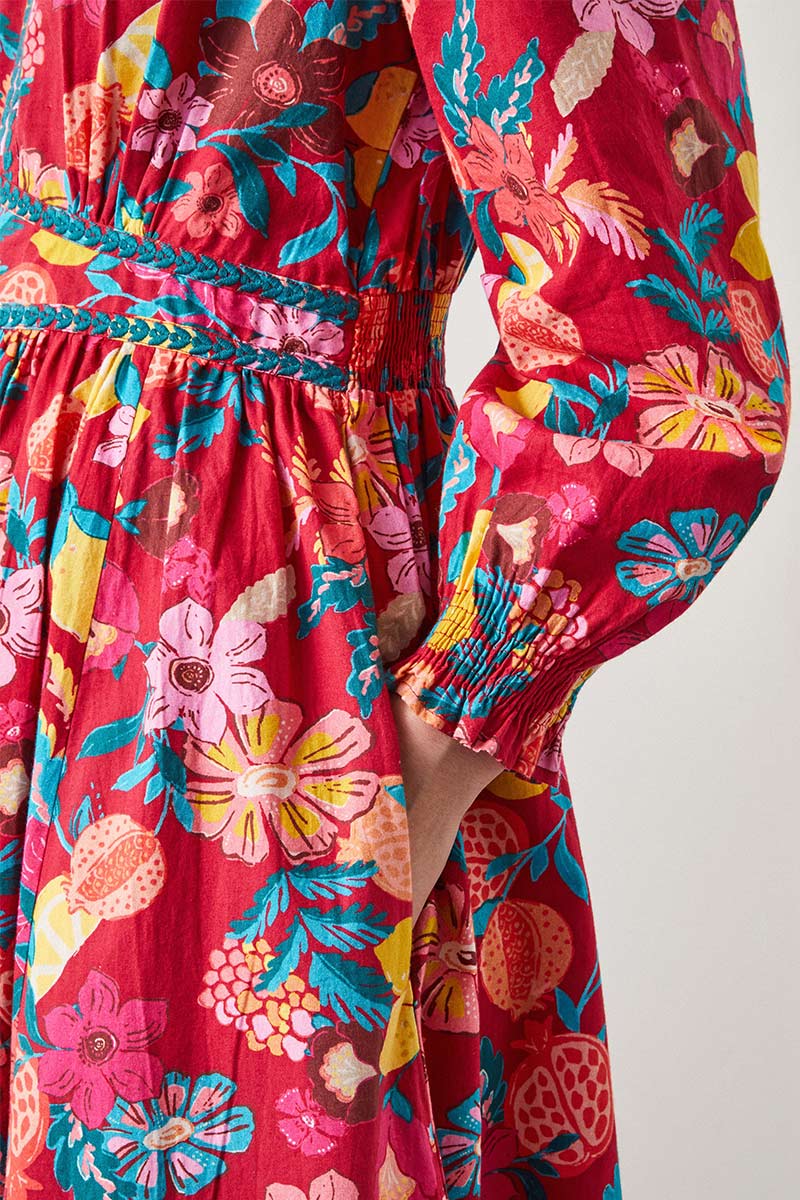 Romy Embroidered Red Dress