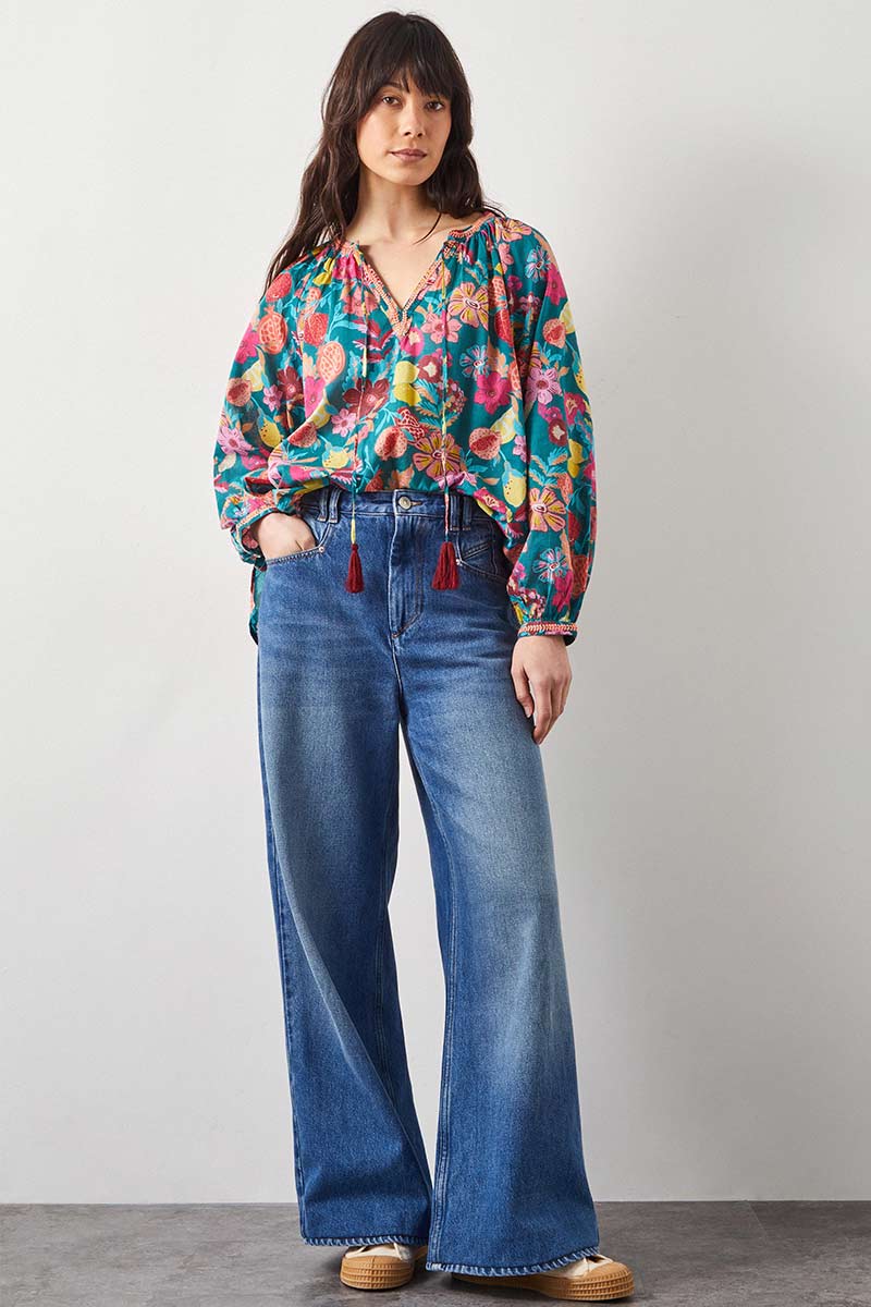 Romy Embroidered Green Top