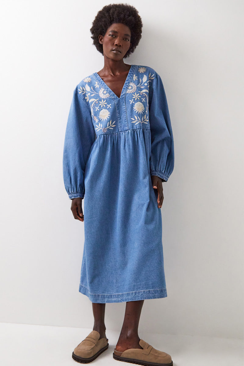 Rosana Embroidered Denim Dress
