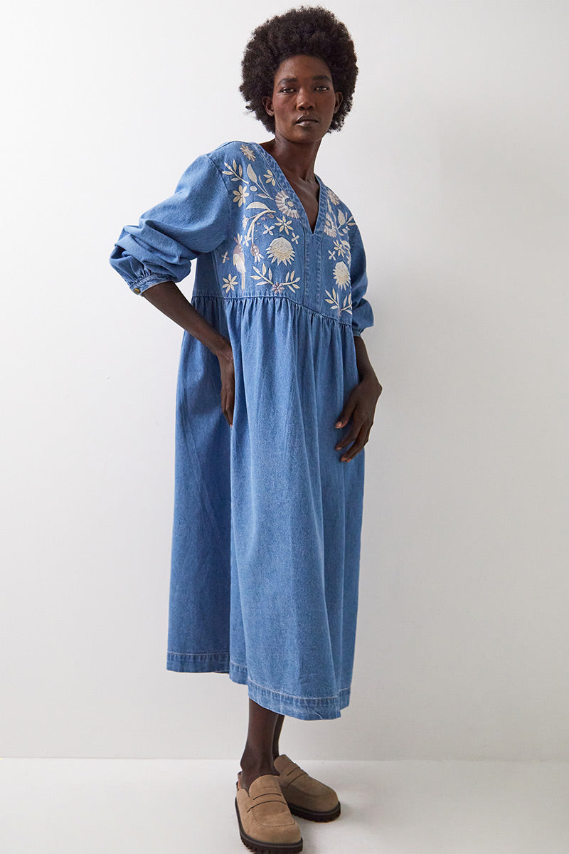 Rosana Embroidered Denim Dress