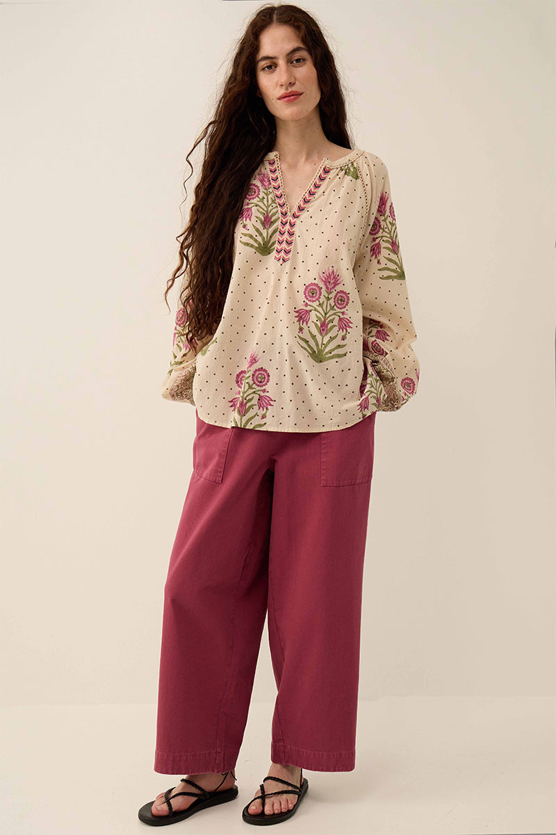 Roza Woodblock Cotton Top