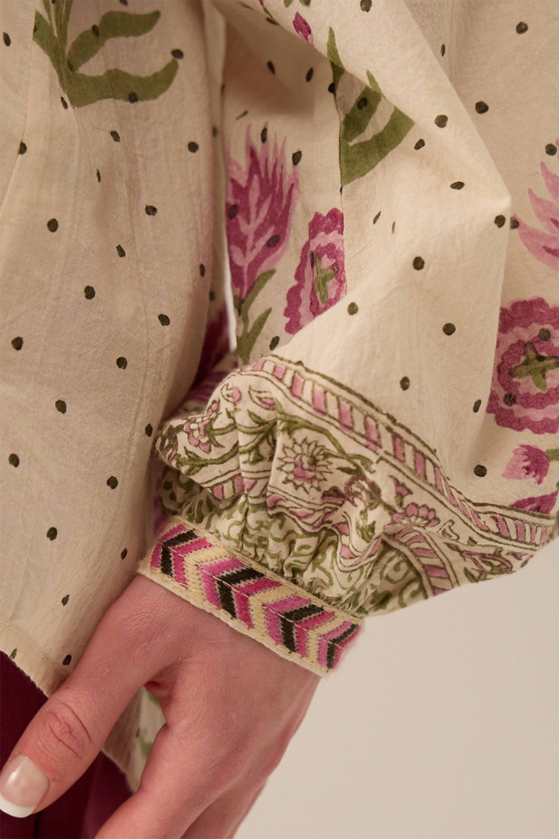 Roza Woodblock Cotton Top