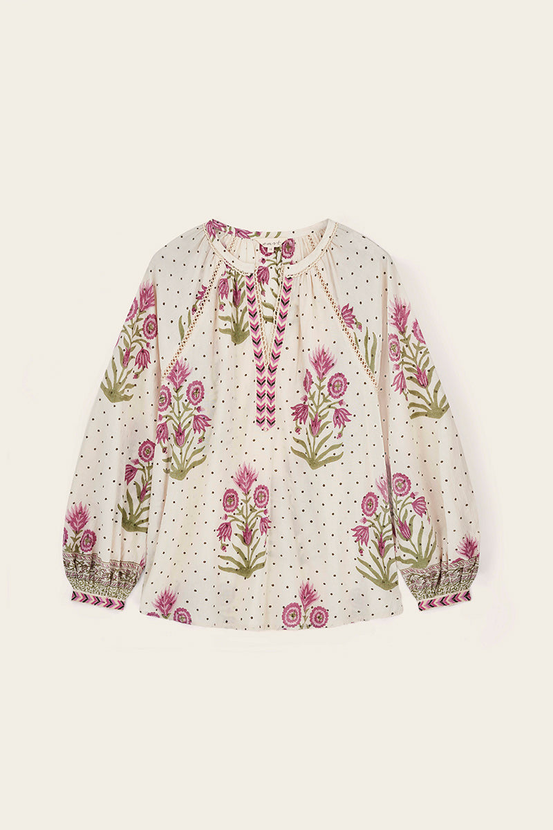 Roza Woodblock Cotton Top