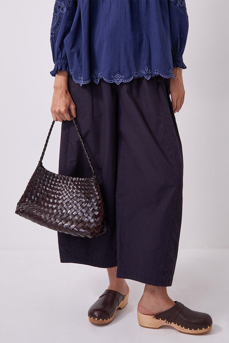 Selina Woven Leather Shoulder Bag Espresso