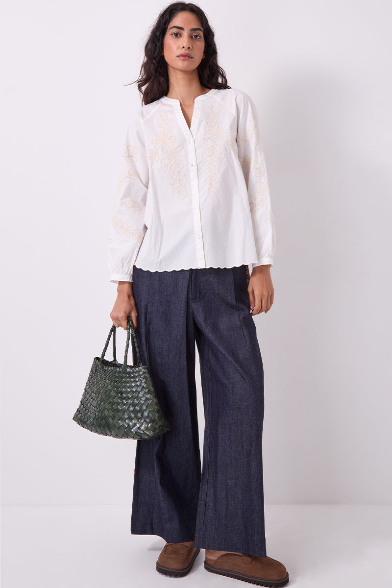 Selina Woven Leather Shoulder Bag Green