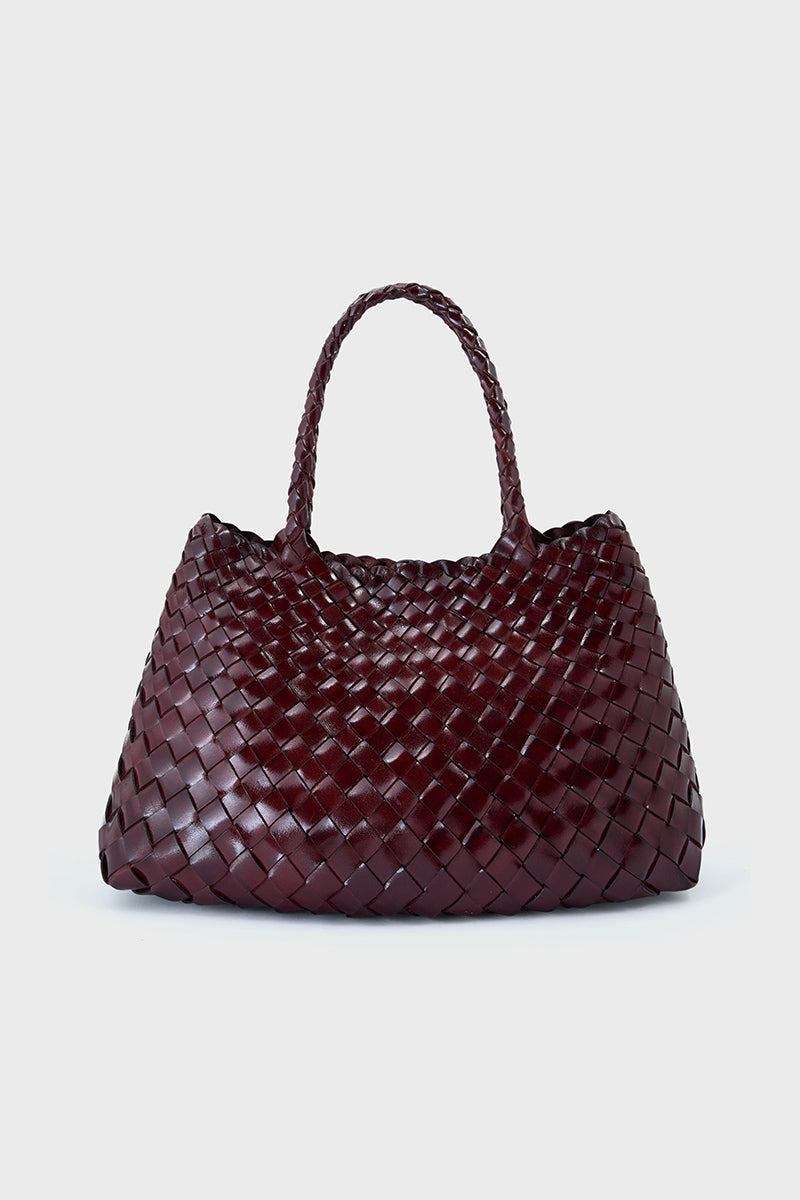 Selina Woven Leather Bag Burgundy