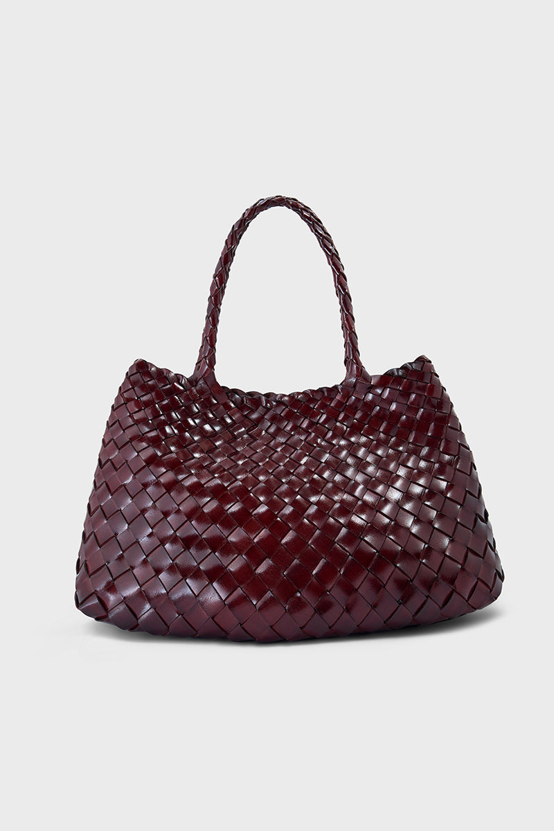 Selina Woven Leather Bag Burgundy
