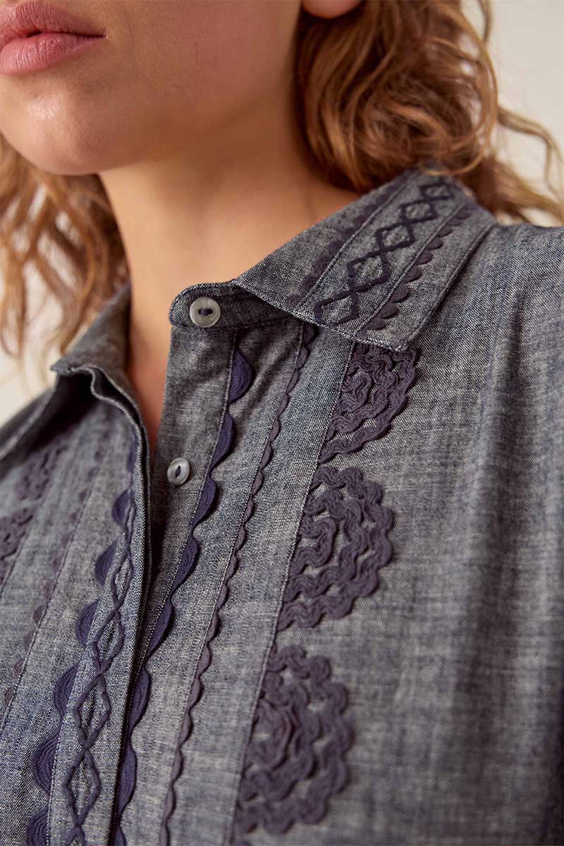 Shreya Chambray Cotton Shirt Dress