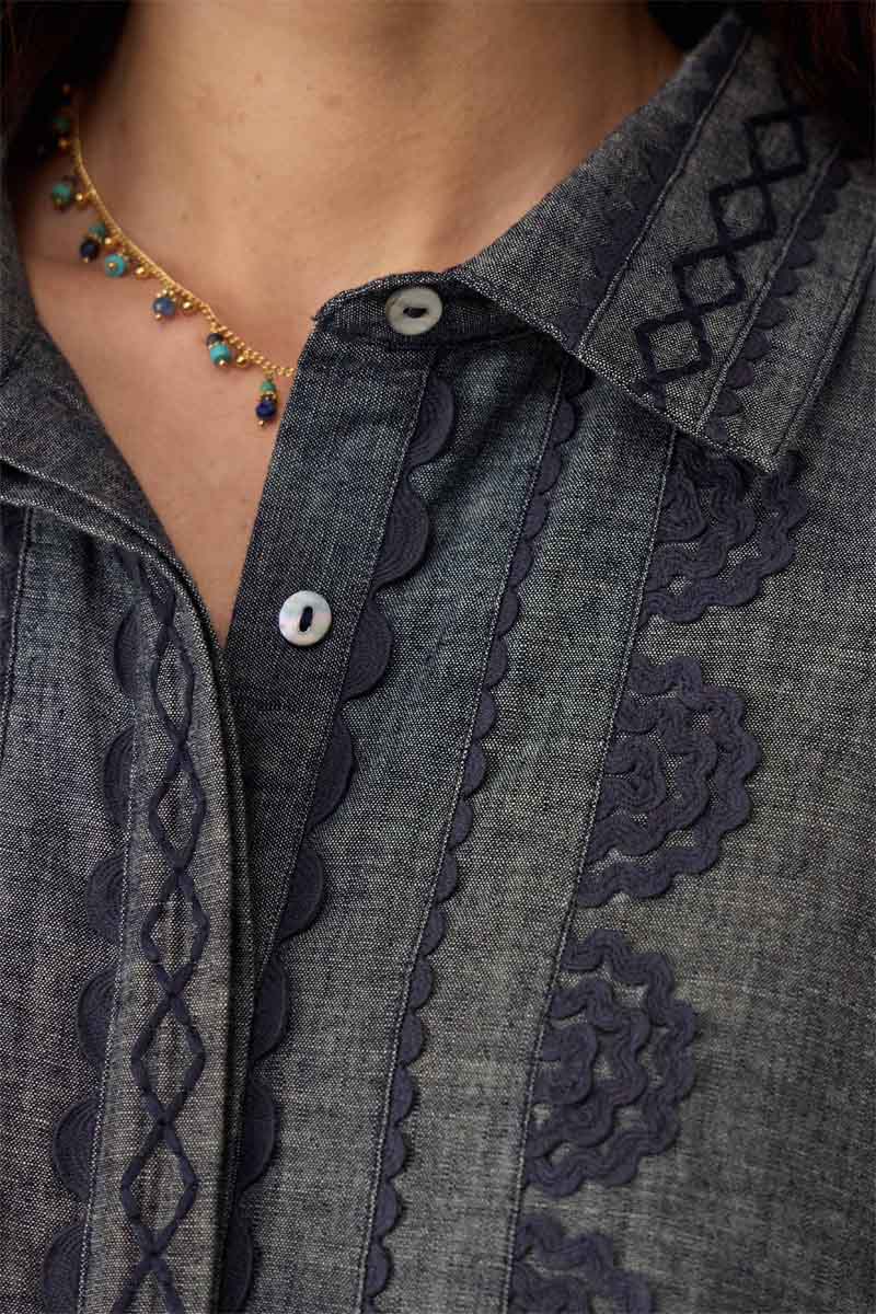 Shreya Chambray Cotton Shirt Dress