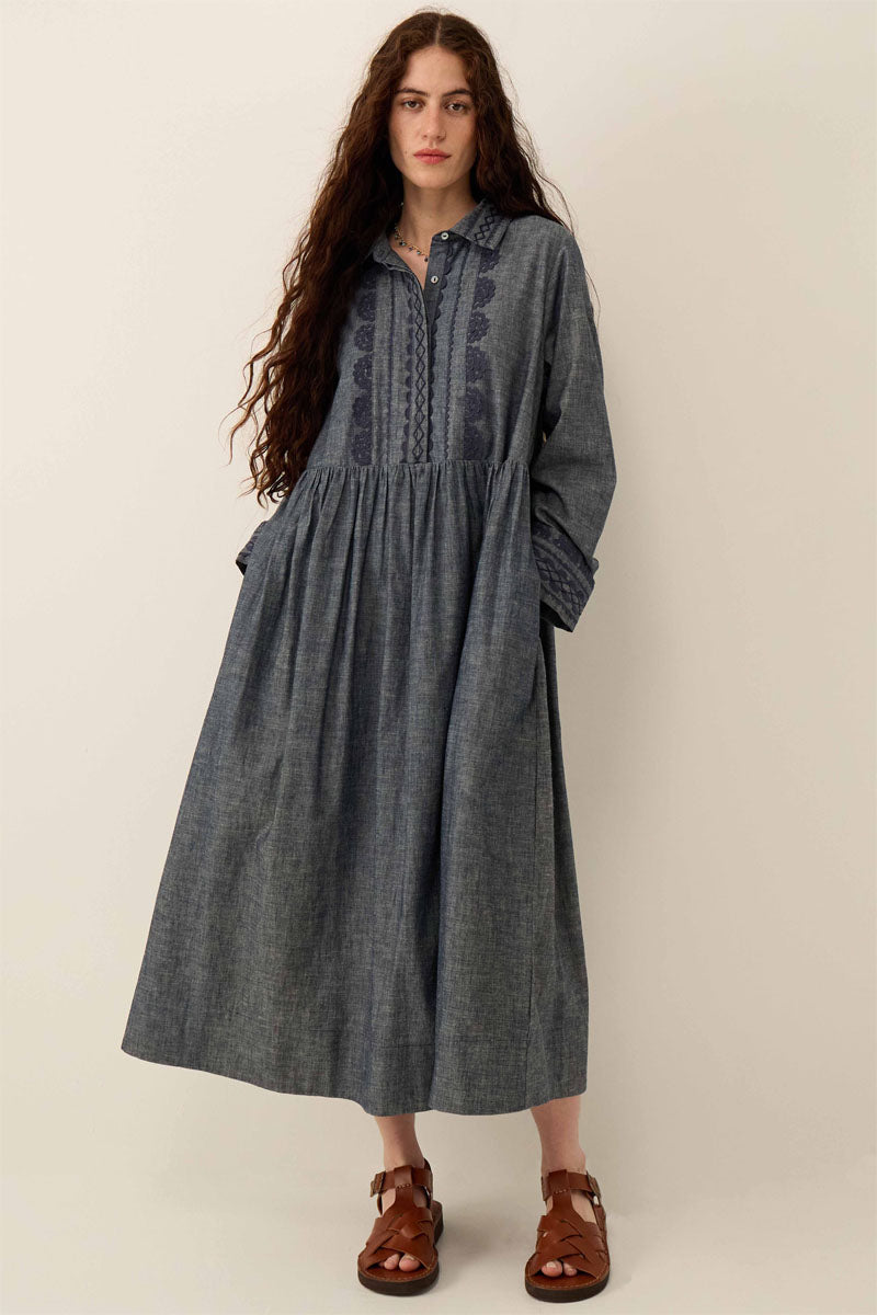 Shreya Chambray Cotton Shirt Dress