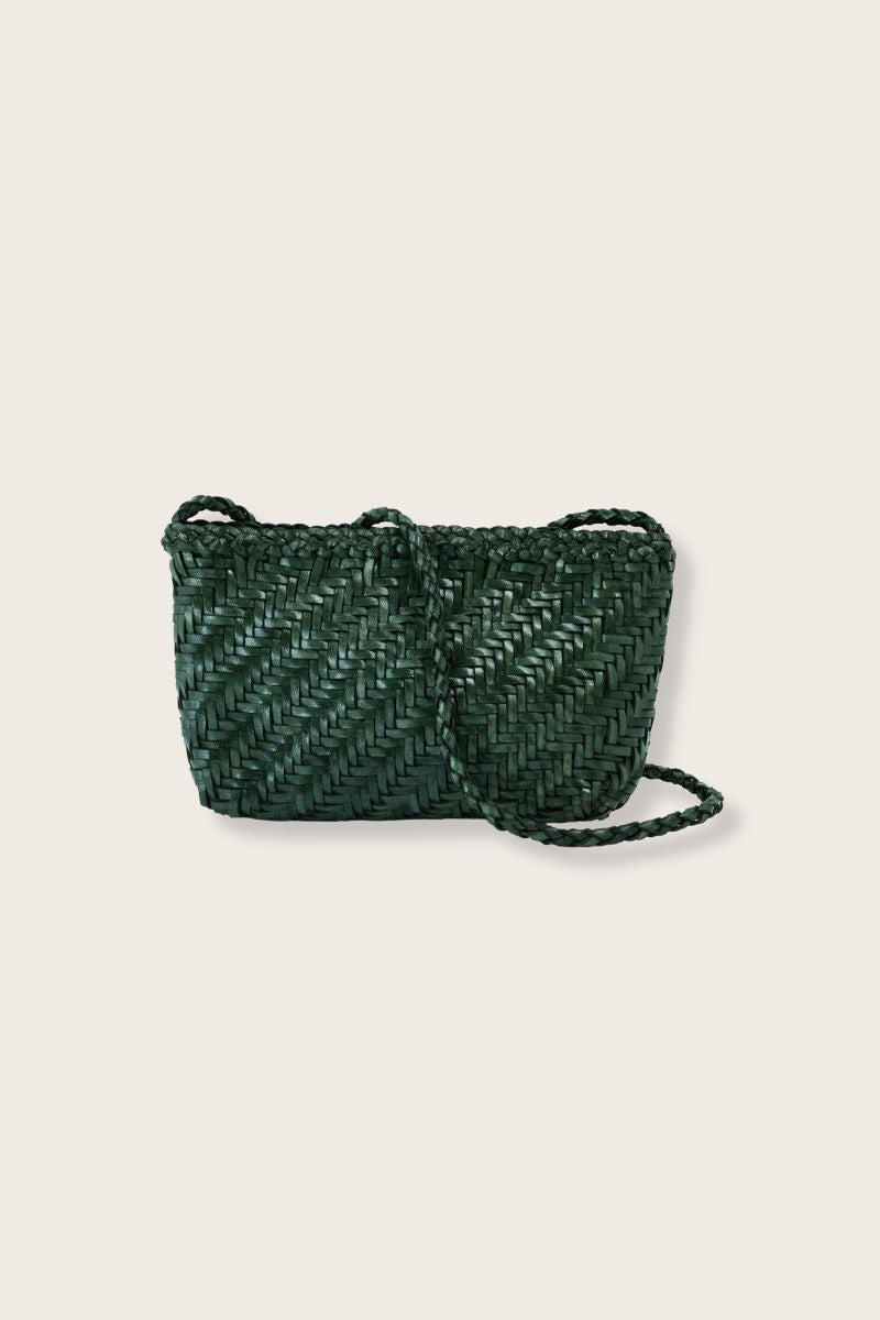 Sia Woven Leather Crossbody Bag Green