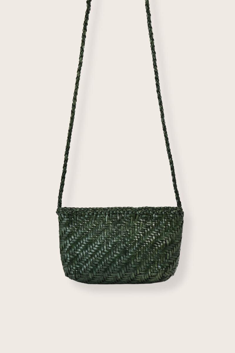 Sia Woven Leather Crossbody Bag Green