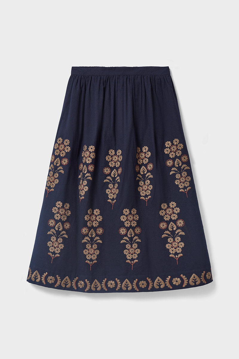 Sophia Embroidered Floral Midi Skirt