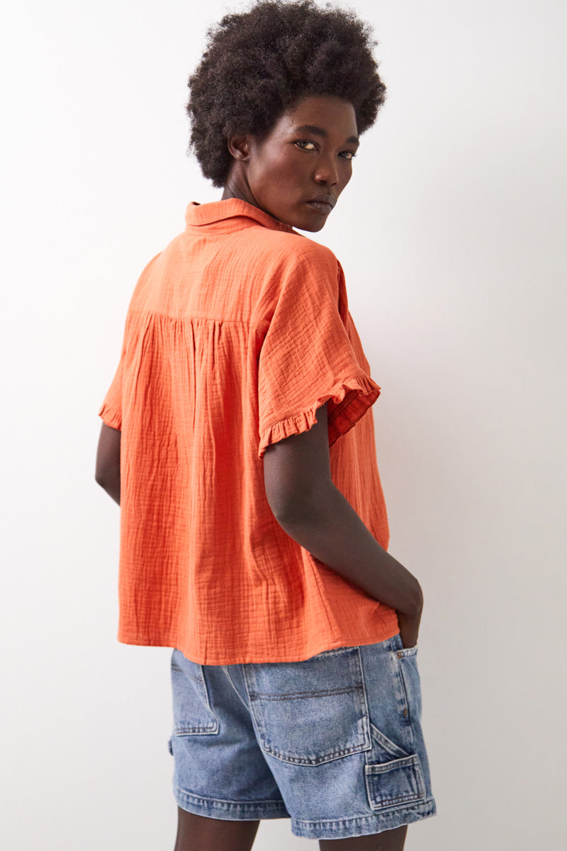 Stephanie Cotton Rust Top