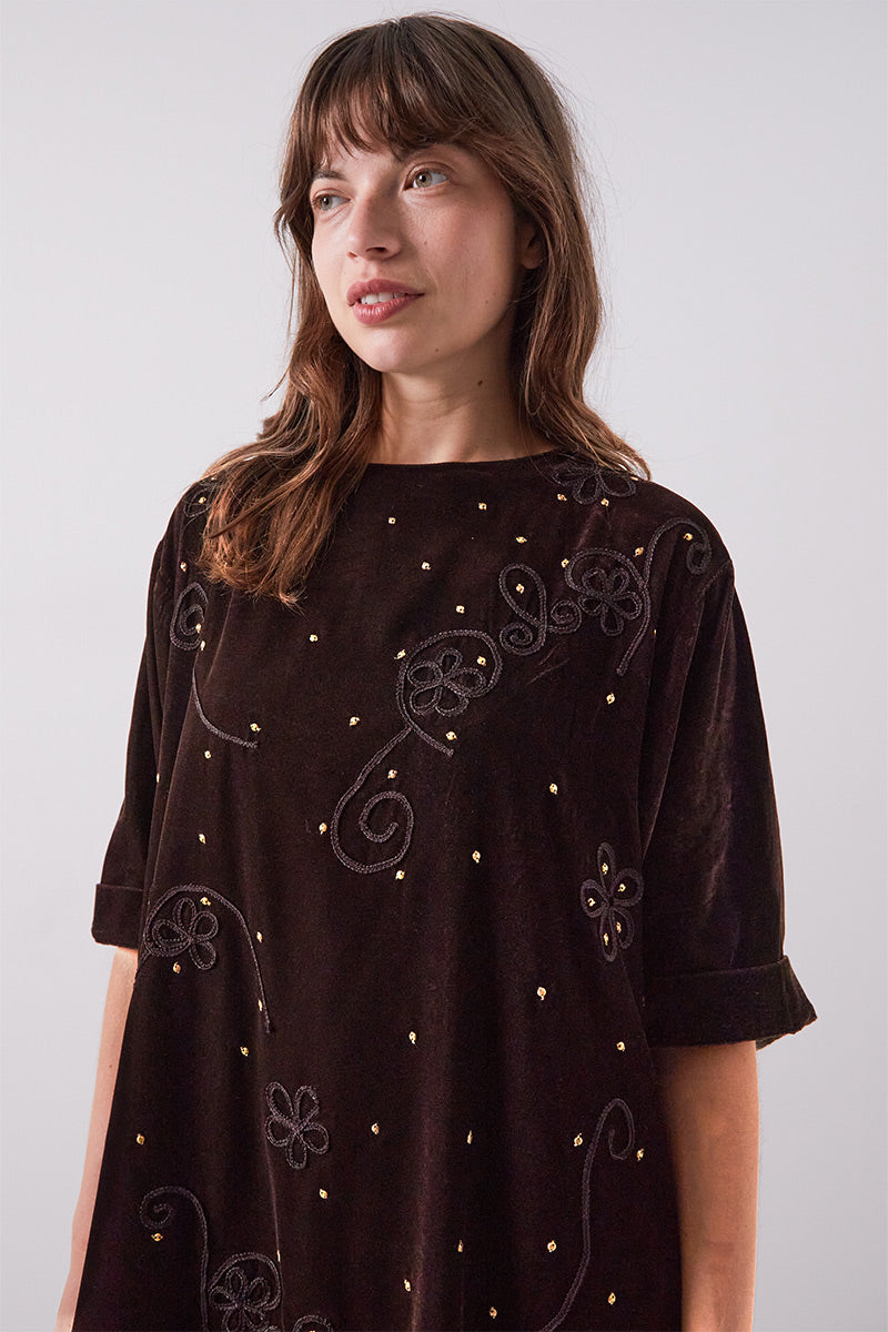 Stieve Velvet Embroidered Dress