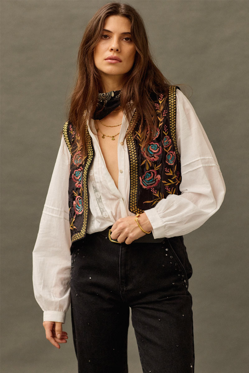Talia Floral Embroidered Gilet