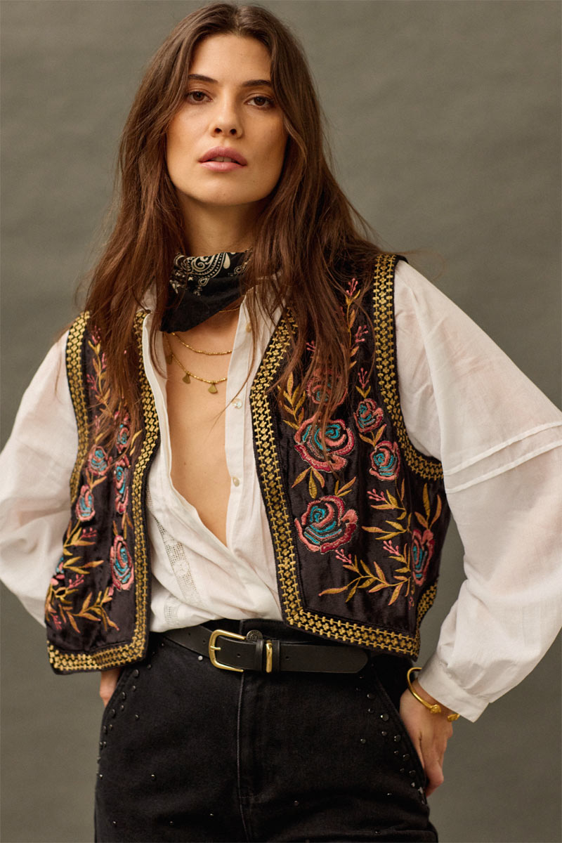 Talia Floral Embroidered Gilet