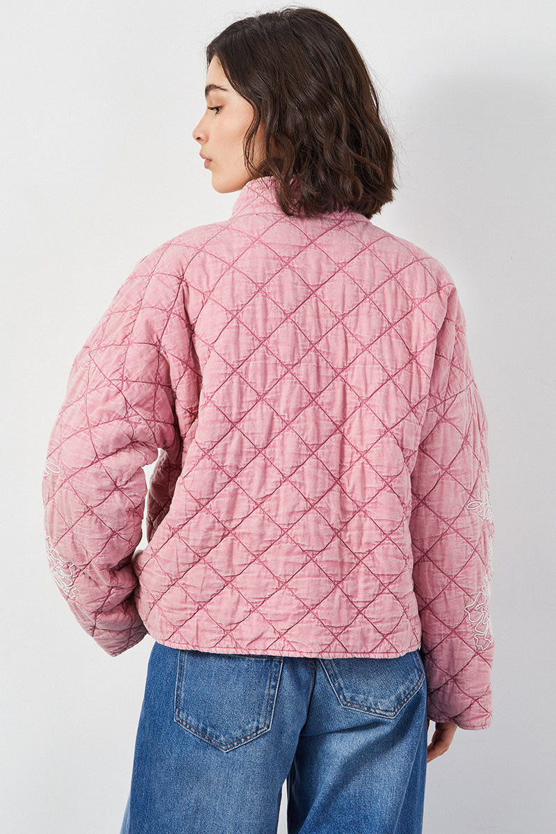 Tate Embroidered Quilt Jacket Pink