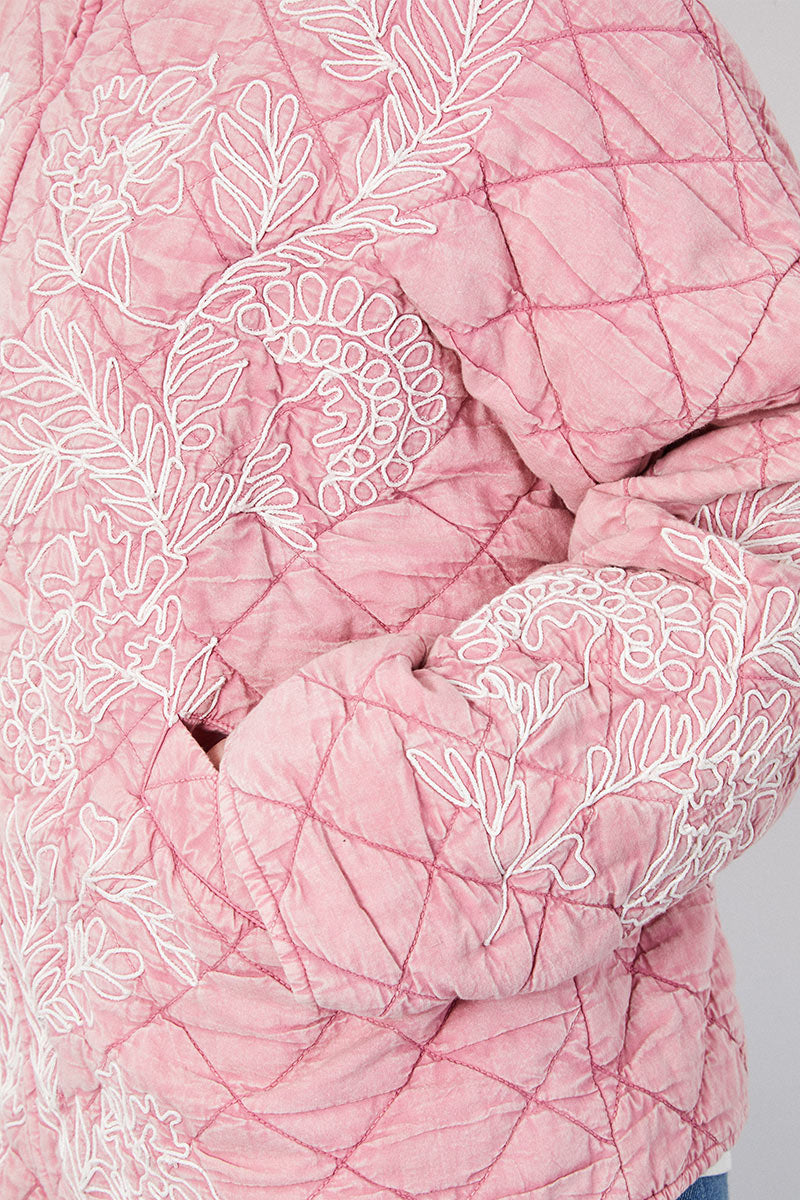 Tate Embroidered Quilt Jacket Pink
