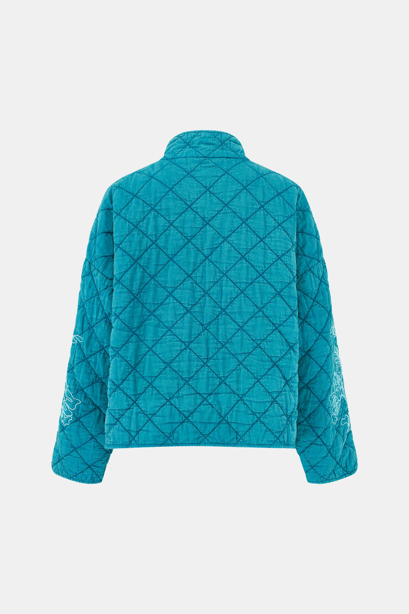 Tate Floral Embroidered Quilted Blue