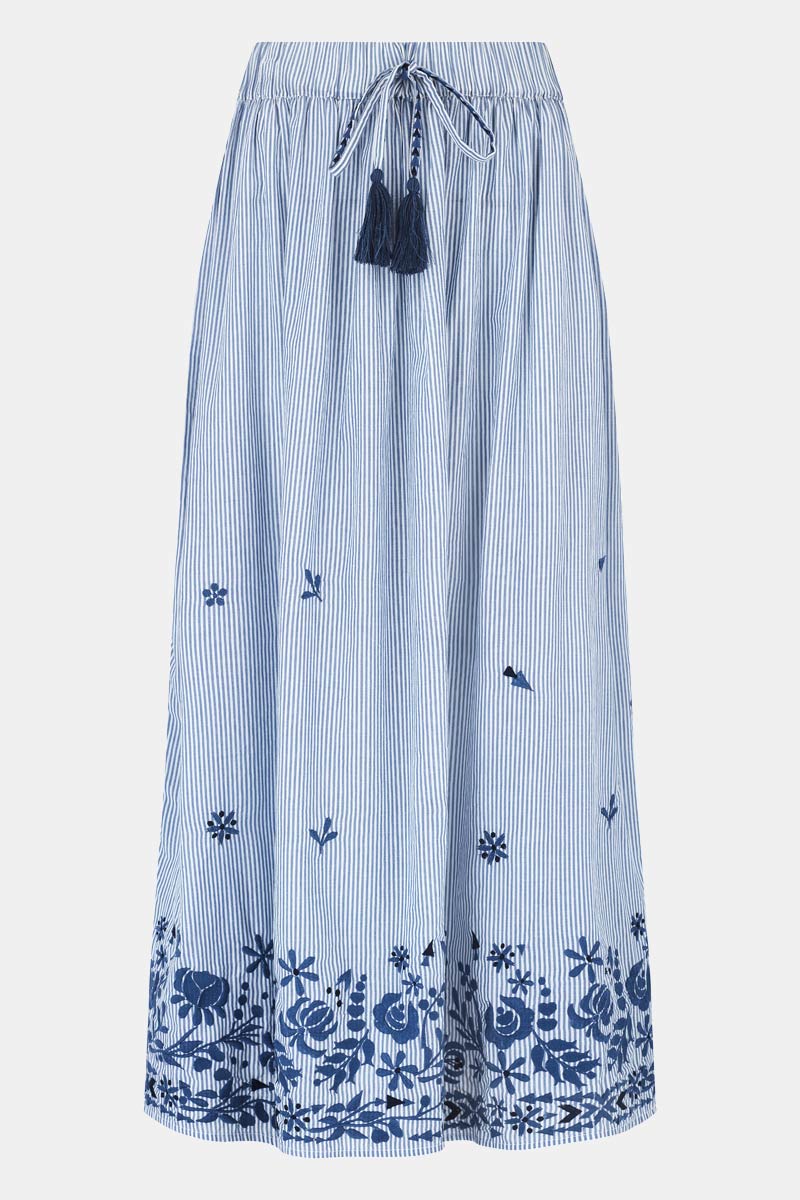 Teleri Floral Embroidered Cotton Skirt
