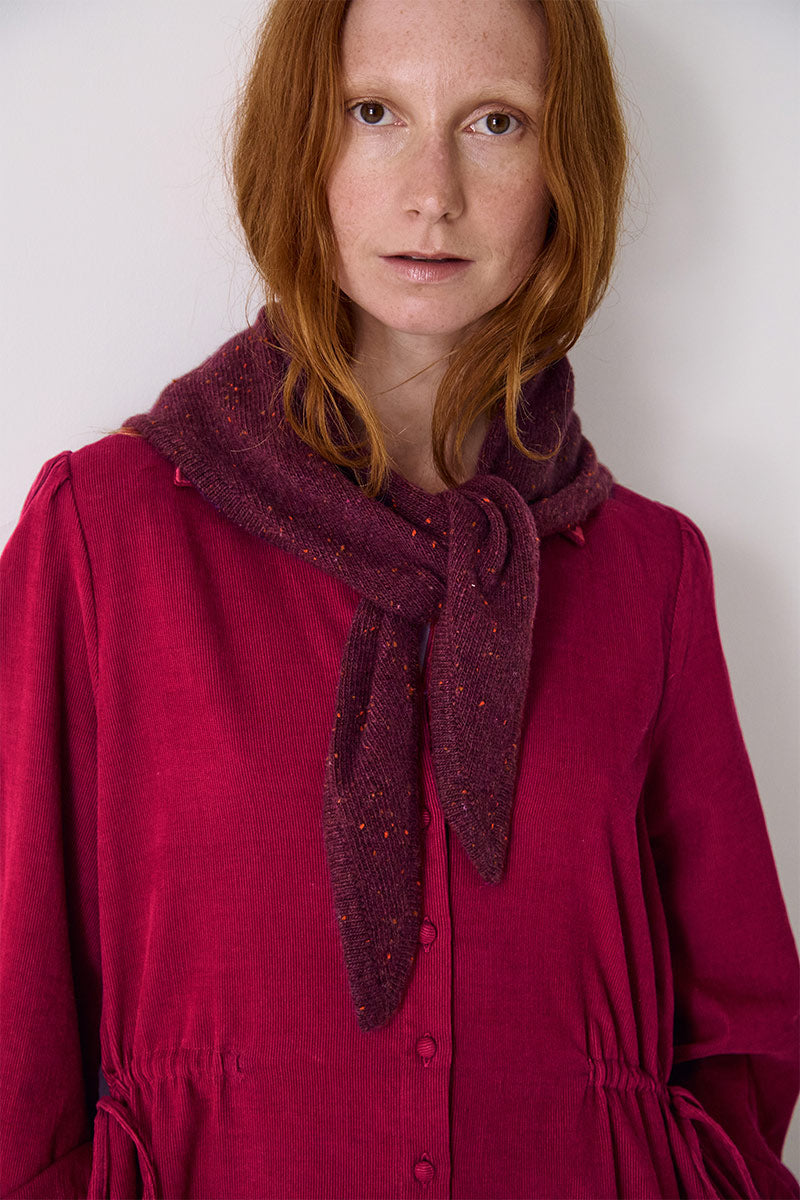 Knitted Wool Bandana Scarf Berry