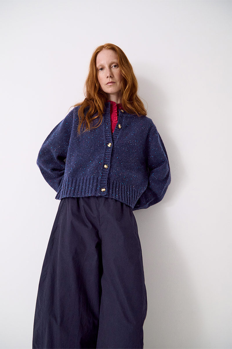 Zoya Donegal Knit Cardigan Navy